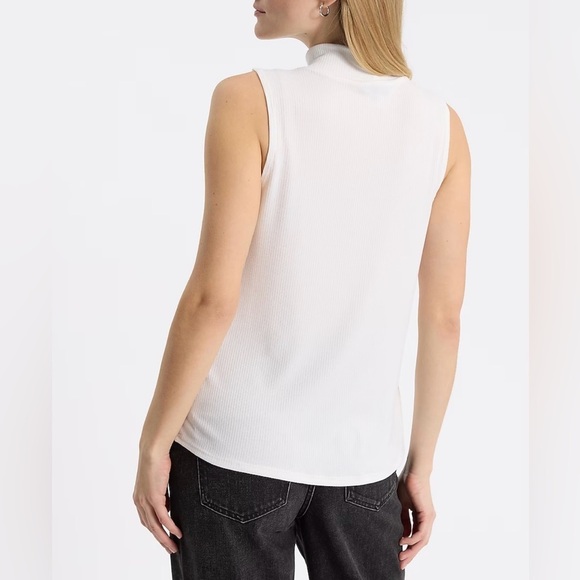 Express White Ribbed Fitted Mock Neck Tank New - Picture 3 of 4